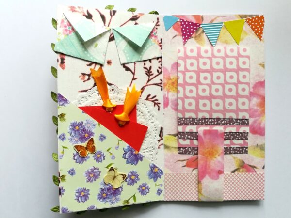 Multicolored Quilled Flowers Mini Scrapbook Greeting Card image Multicolored Quilled Flowers Mini Scrapbook Greeting Card image