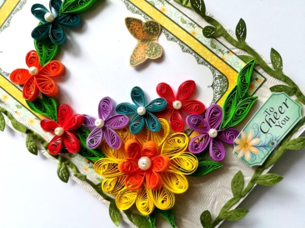 Multicolored Quilled Flowers Mini Scrapbook Greeting Card image Multicolored Quilled Flowers Mini Scrapbook Greeting Card image