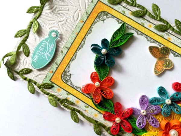 Multicolored Quilled Flowers Mini Scrapbook Greeting Card image Multicolored Quilled Flowers Mini Scrapbook Greeting Card image