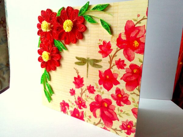 Quilled Red Flowers On Glossy Print image Quilled Red Flowers On Glossy Print image