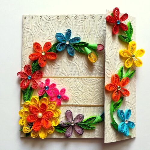 Multicolor Flowers Mini Scrapbook Greeting Card image