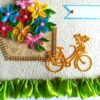 Sparkling Bicycle with Quilled Flower Basket Greeting card image Sparkling Bicycle with Quilled Flower Basket Greeting card image