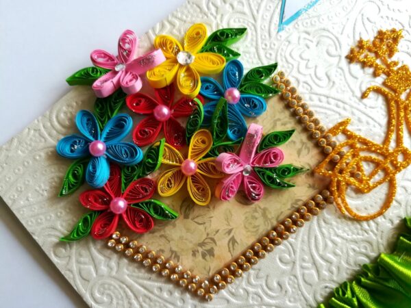 Sparkling Bicycle with Quilled Flower Basket Greeting card image Sparkling Bicycle with Quilled Flower Basket Greeting card image