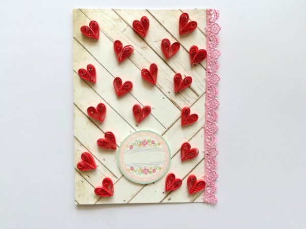 Raining Quilled Hearts Greeting Card image Raining Quilled Hearts Greeting Card image