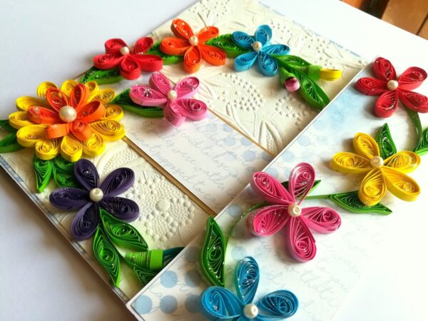 Multicolor Flowers Mini Scrapbook Greeting Card image Multicolor Flowers Mini Scrapbook Greeting Card image