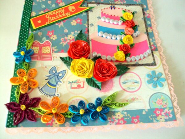 Happy Birthday Cake and Roses Greeting card image Happy Birthday Cake and Roses Greeting card image