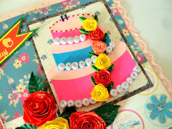 Happy Birthday Cake and Roses Greeting card image Happy Birthday Cake and Roses Greeting card image