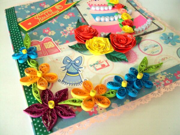 Happy Birthday Cake and Roses Greeting card image Happy Birthday Cake and Roses Greeting card image