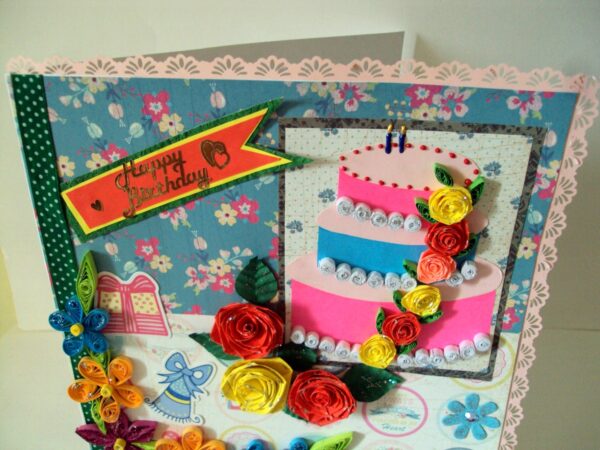 Happy Birthday Cake and Roses Greeting card image Happy Birthday Cake and Roses Greeting card image