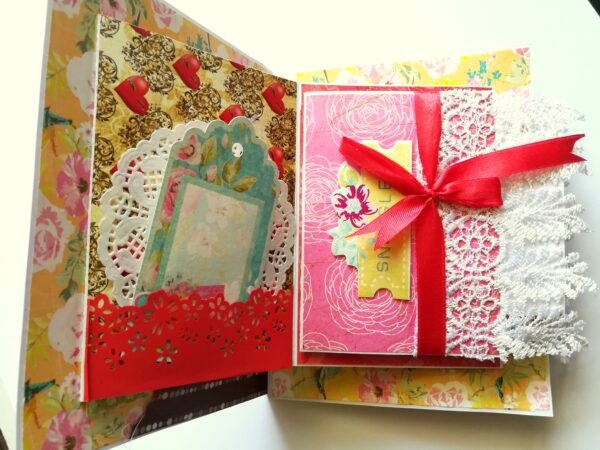 Multicolor Quilled flowers Mini Scrapbook Greeting Card image Multicolor Quilled flowers Mini Scrapbook Greeting Card image
