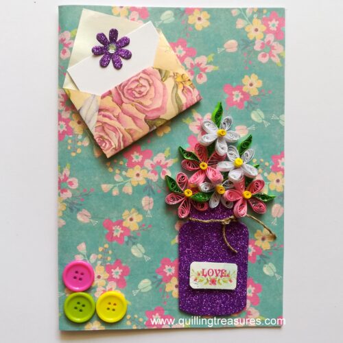 Sparkling Flower Jar with Envelope Greeting Card image