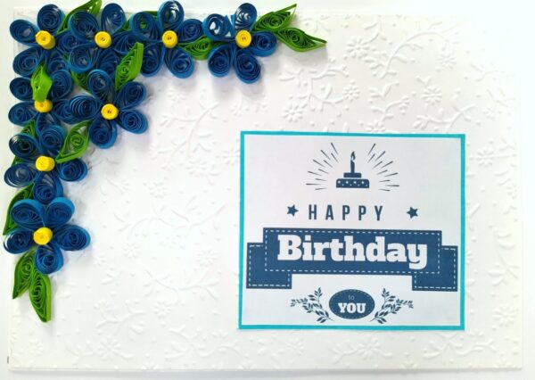 Blue Corner Quilled flowers Greeting card image Blue Corner Quilled flowers Greeting card image