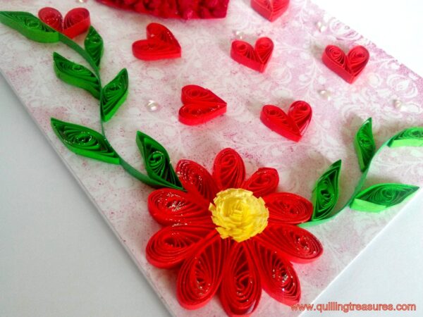 Dried Rose Petals In Heart Quilled Greeting Card image Dried Rose Petals In Heart Quilled Greeting Card image