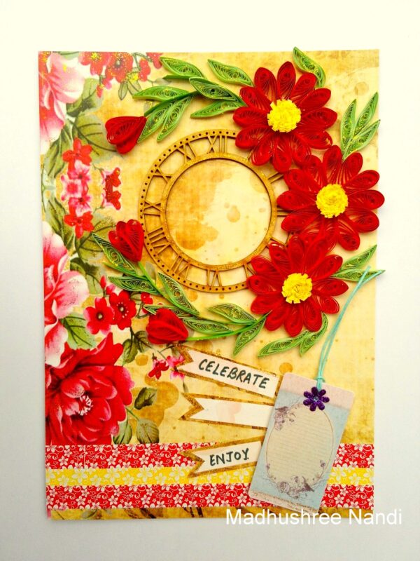 Red Themed Quilled Flowers Greeting Card image Red Themed Quilled Flowers Greeting Card image
