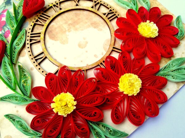 Red Themed Quilled Flowers Greeting Card image Red Themed Quilled Flowers Greeting Card image