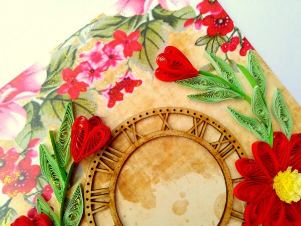 Red Themed Quilled Flowers Greeting Card image Red Themed Quilled Flowers Greeting Card image