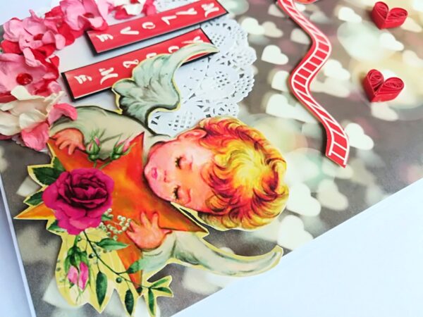 Hot air Balloon Handmade Flowers Mini Scrapbook Greeting Card image Hot air Balloon Handmade Flowers Mini Scrapbook Greeting Card image