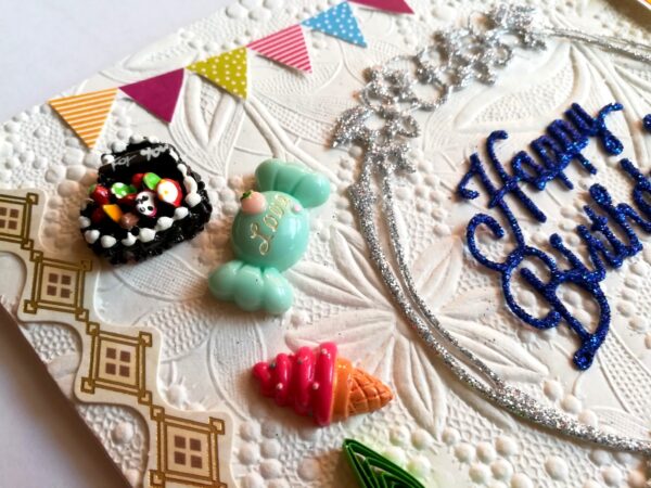 Quilled Corner Birthday Handmade Greeting Card image Quilled Corner Birthday Handmade Greeting Card image