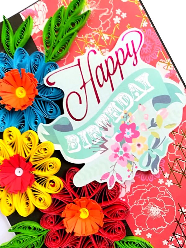 Quilled Flowers Happy Birthday Greeting Card image Quilled Flowers Happy Birthday Greeting Card image