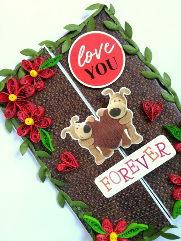 Love theme Quilled Red Flowers Greeting card image Love theme Quilled Red Flowers Greeting card image