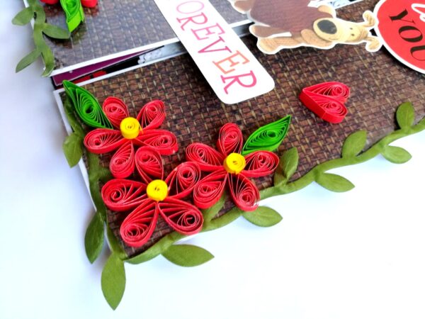 Love theme Quilled Red Flowers Greeting card image Love theme Quilled Red Flowers Greeting card image