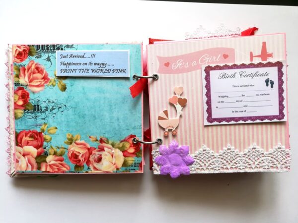 Sparkling Baby Girl Handmade Scrapbook Album image Sparkling Baby Girl Handmade Scrapbook Album image