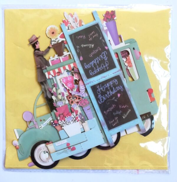 3D Pop up Truck With Flowers Birthday Greeting Card Gift image 3D Pop up Truck With Flowers Birthday Greeting Card Gift image
