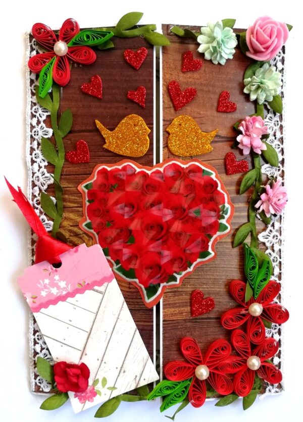 Shiny Red Heart Quilled Love Greeting Card image Shiny Red Heart Quilled Love Greeting Card image