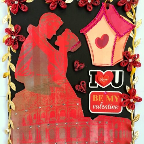 Couple In Paris Garland Quilled Greeting Card image