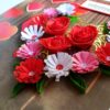 Quilled Red Theme Flowers in Heart Greeting Card image Quilled Red Theme Flowers in Heart Greeting Card image