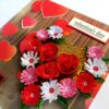 Quilled Red Theme Flowers in Heart Greeting Card image Quilled Red Theme Flowers in Heart Greeting Card image