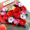 Quilled Red Theme Flowers in Heart Greeting Card image Quilled Red Theme Flowers in Heart Greeting Card image