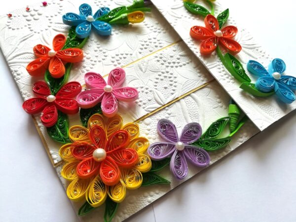 Multicolor Flowers Mini Scrapbook Greeting Card image Multicolor Flowers Mini Scrapbook Greeting Card image