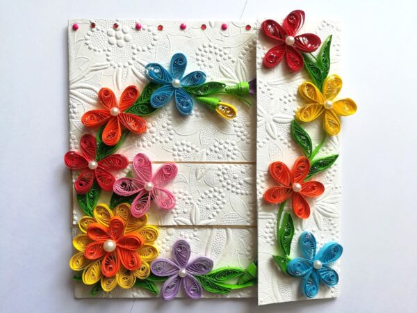 Multicolor Flowers Mini Scrapbook Greeting Card image Multicolor Flowers Mini Scrapbook Greeting Card image