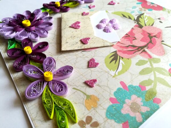 Purple Quilled Flowers Greeting Card image Purple Quilled Flowers Greeting Card image