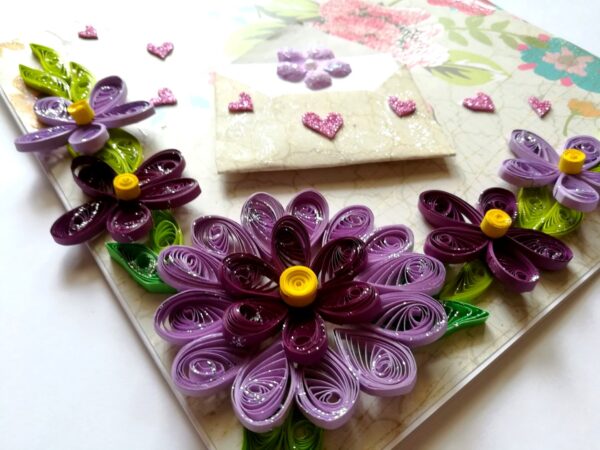 Purple Quilled Flowers Greeting Card image Purple Quilled Flowers Greeting Card image