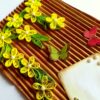 Quilled Flowers on Funky Golden Base Greeting Card image Quilled Flowers on Funky Golden Base Greeting Card image