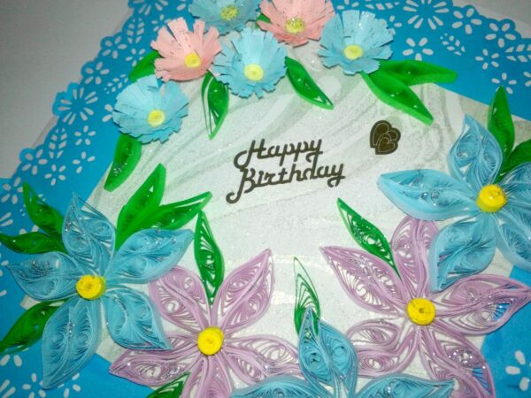 Sparkling Blue Lace and Themed Flowers Greeting Card image Sparkling Blue Lace and Themed Flowers Greeting Card image