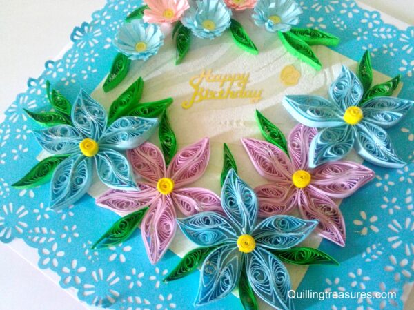 Sparkling Blue Lace and Themed Flowers Greeting Card image Sparkling Blue Lace and Themed Flowers Greeting Card image