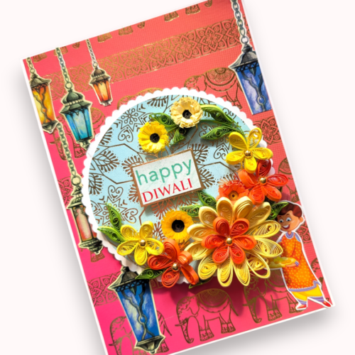 Handmade Happy Diwali Floral card