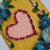 Blue Flowers In Yellow Base & Heart Greeting Card image Blue Flowers In Yellow Base & Heart Greeting Card image