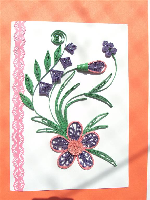 Purple Twirled Flower With Leaves Greeting Cards image Purple Twirled Flower With Leaves Greeting Cards image