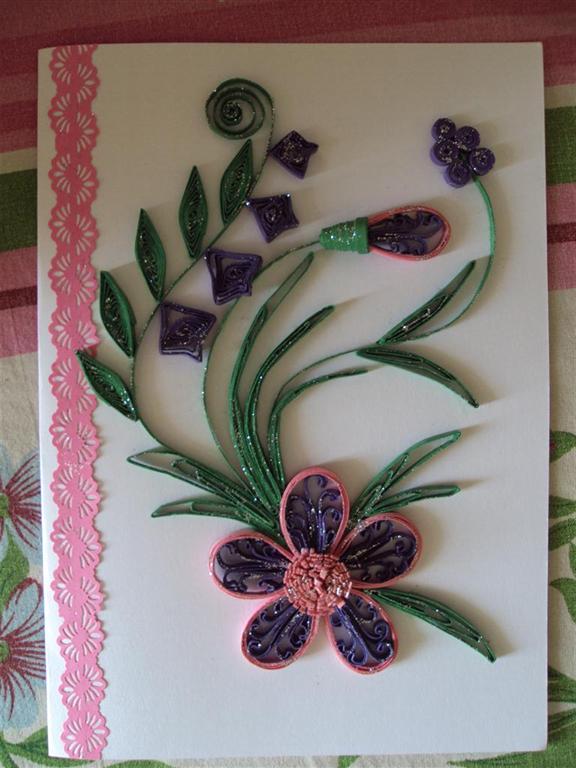 Purple Twirled Flower With Leaves Greeting Cards image Purple Twirled Flower With Leaves Greeting Cards image