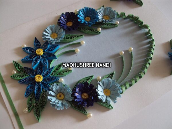Blue Flowers In Semicircle Greeting Card image Blue Flowers In Semicircle Greeting Card image