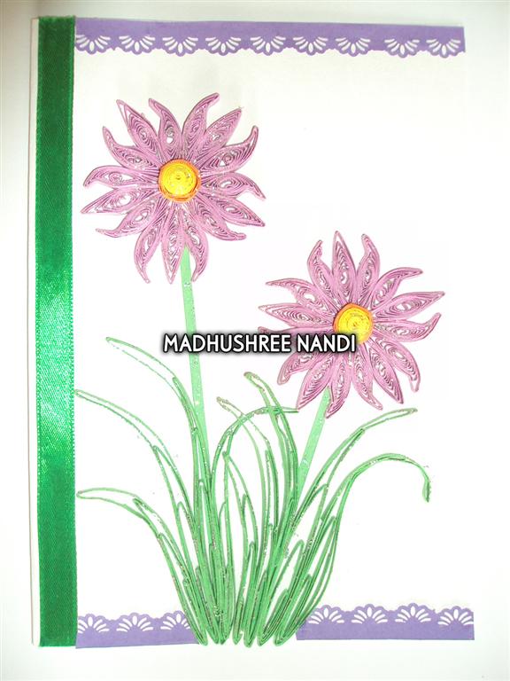 Beautiful Purple Flowers With Paper Lace Greeting Card image Beautiful Purple Flowers With Paper Lace Greeting Card image