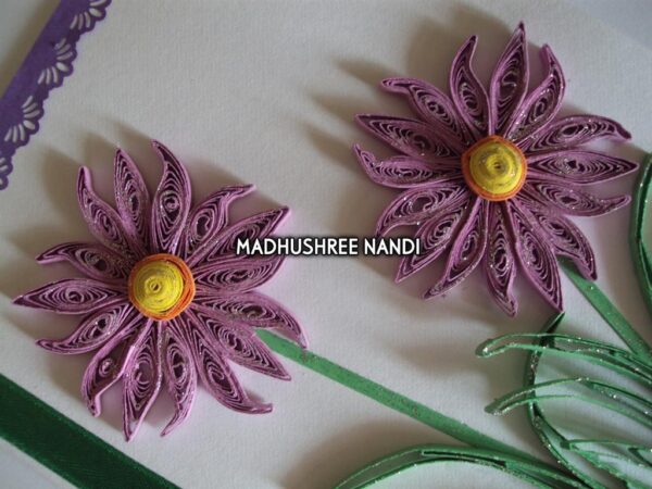 Beautiful Purple Flowers With Paper Lace Greeting Card image Beautiful Purple Flowers With Paper Lace Greeting Card image