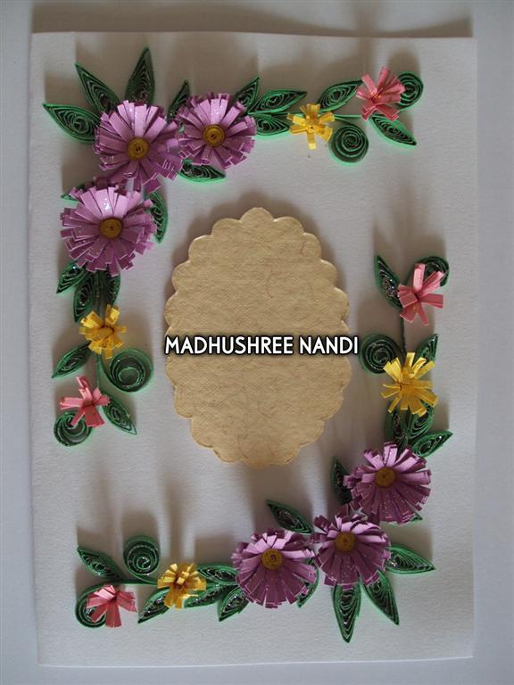 Purple Flowers With Small Yellow Flowers Greeting Card image Purple Flowers With Small Yellow Flowers Greeting Card image
