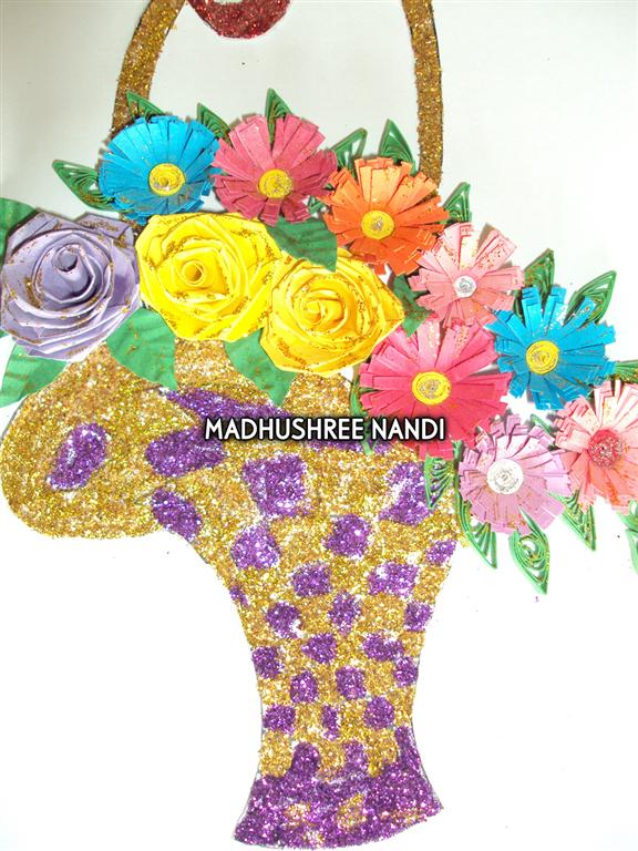 Special Glittery Flower Basket Gold & Purple Greeting Card image Special Glittery Flower Basket Gold & Purple Greeting Card image