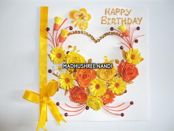 Yellow Flowers And Roses In Heart Greeting card image Yellow Flowers And Roses In Heart Greeting card image