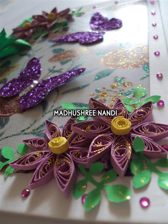 Printed Base With Glitter Butterflies & Flowers Greeting Card image Printed Base With Glitter Butterflies & Flowers Greeting Card image